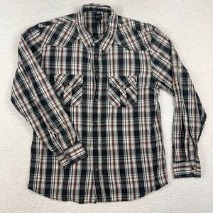 Buckle BKE Shirt Mens XL Pearl Snap Western Cowboy Rockabilly Contour Fit Plaid‎